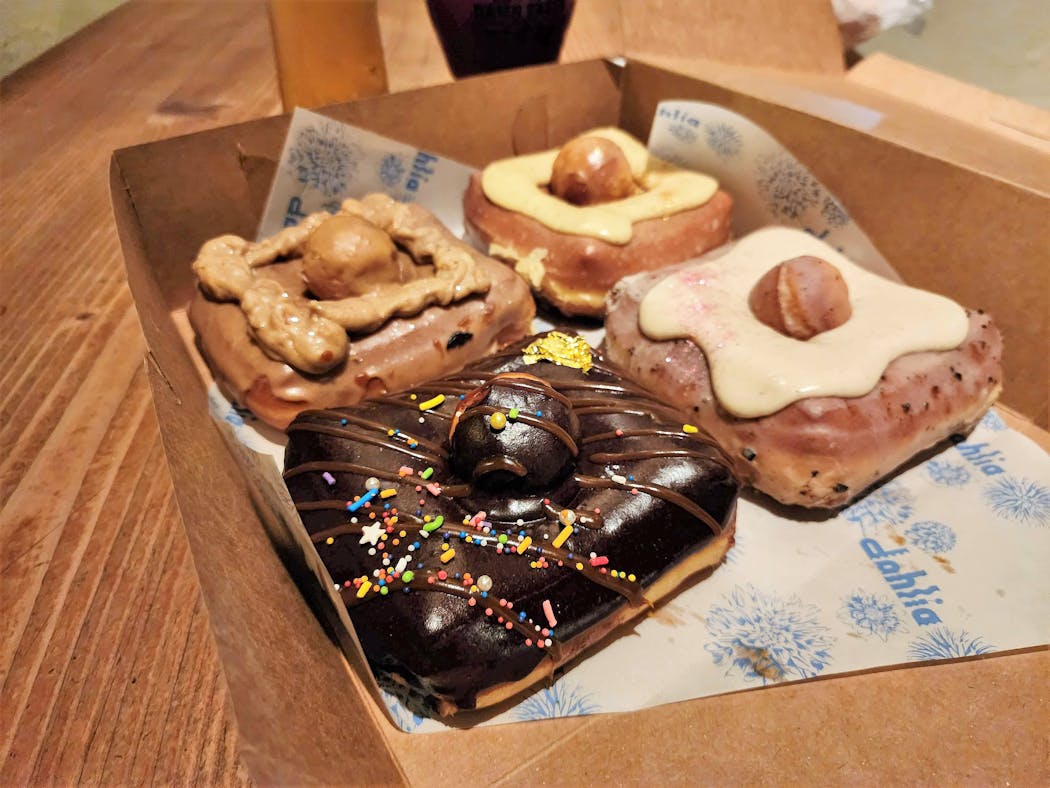 Doughnuts from Dahlia, a pop-up preview of a future restaurant.