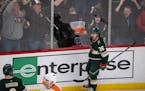 Right winger Mats Zuccarello celebrated his overtime goal, lifting the Wild over the Flyers 3-2 at Xcel Energy Center on Thursday to end the team’s 
