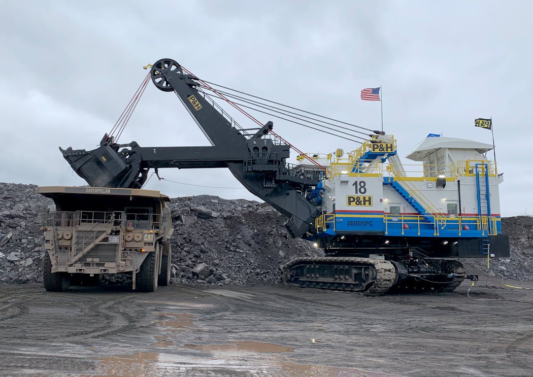One of eight electrical rope shovels in use at U.S. Steel's Minntac operation in Mountain Iron.