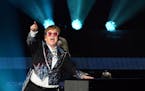 Elton John performs during his farewell tour at Dodger Stadium in Los Angeles on Nov. 17, 2022.