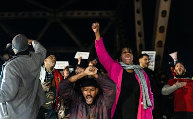 Protesters blocked traffic along the Arkansas-Memphis bridge in Memphis on Friday after the city of Memphis released video late Friday that shows seve