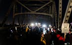 Demonstrators blocked the Interstate 55 span over the Mississippi River in Memphis on Jan. 27.