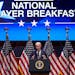 President Joe Biden speaks at the National Prayer Breakfast, Feb. 3, 2022, on Capitol Hill in Washington.