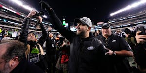 Eagles coach Nick Sirianni celebrated after his team routed the 49ers to win the NFC Championship Game on Sunday in Philadelphia.