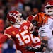 Patrick Mahomes threw for 326 yards and two touchdowns, but it was his scramble on a badly sprained ankle that set up the winning field goal i the Chi