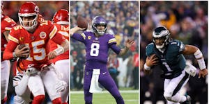 Patrick Mahomes (left) and Jalen Hurts (right) will lead their teams into the Super Bowl with performances that leave doubt about whether the Vikings 