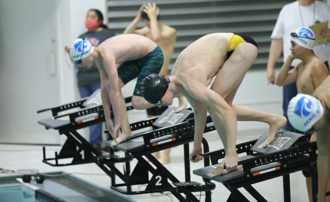Ben Edwards, right, started Burnsville toward victory in the 200 relay against Eastview.