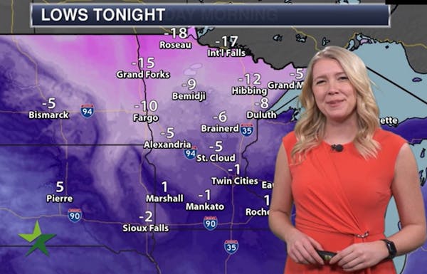 Evening forecast: Low of -5; partly cloudy and one more below-zero night
