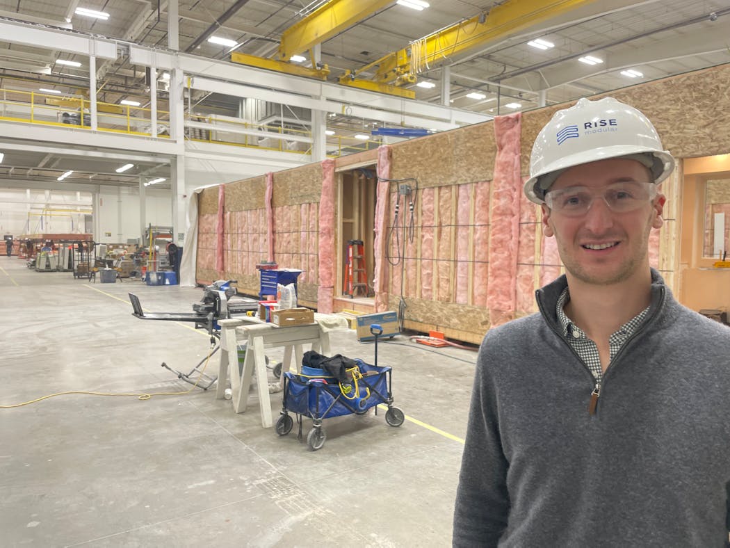 Christian Lawrence, founder and CEO of Rise Modular, at the company’s plant in Owatonna, Minn.