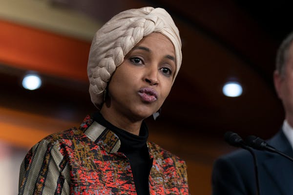 Rep. Ilhan Omar, D-Minn., speaks during a news conference on Capitol Hill in Washington, Jan. 25, 2023, in Washington.