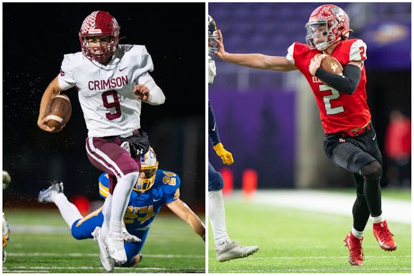 Maple Grove’s Jacob Kilzer (left) and Elk River’s Cade Osterman both led their teams to state championships.