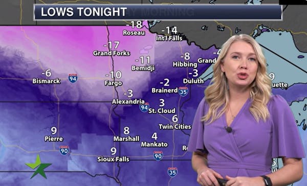 Evening forecast: Low of 10; mostly cloudy, with a brief shot of much colder air