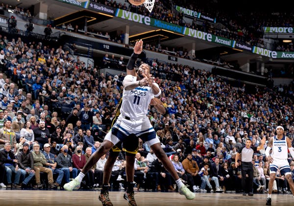 Naz Reid (11) of the Minnesota Timberwolves in the fourth quarter Wednesday, February 1, 2023, at Target Center in Minneapolis, Minn. ] CARLOS GONZALE