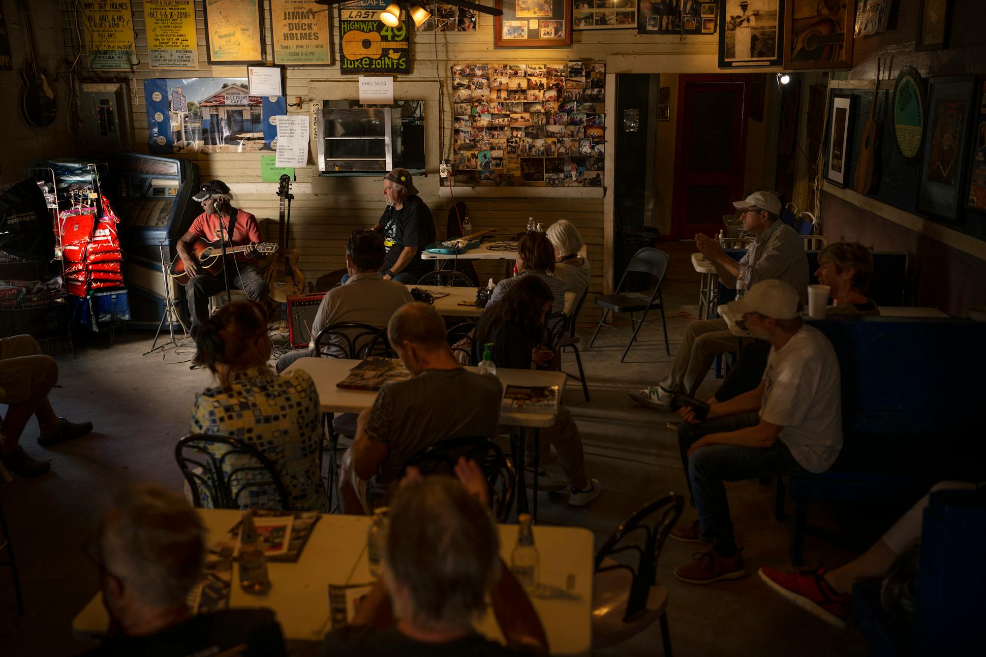 Grammy-nominated Jimmy “Duck” Holmes entertained a group of German tourists at the Blue Front Cafe, Mississippi's oldest surviving juke joint. His parents opened it in 1948 in Bentonia, Miss.