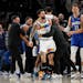 Timberwolves guard Austin Rivers was held back after participating in a scrum with Magic players during the second half Friday. Rivers was suspended t