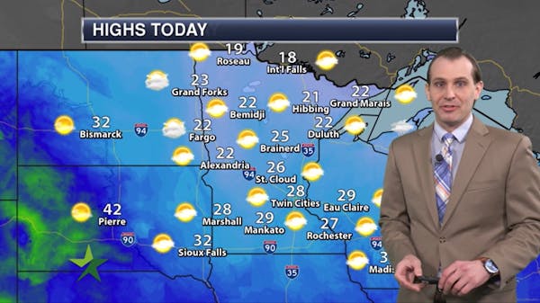 Afternoon forecast: Warmer than average, high 28