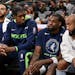 Timberwolves point guard Jordan McLaughlin, far right, missed 30 games because of a strained calf but returned to play limited minutes against the Nug