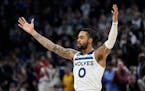 Point guard D’Angelo Russell (shown against Golden State on Feb. 1) scored 18 points as the Wolves pounded the Nuggets at Target Center on Sunday.