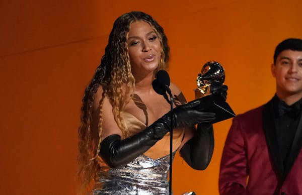 Beyonce accepts the award for best dance/electronic music album for “Renaissance” at the 65th annual Grammy Awards on Sunday, Feb. 5, 2023, in Los