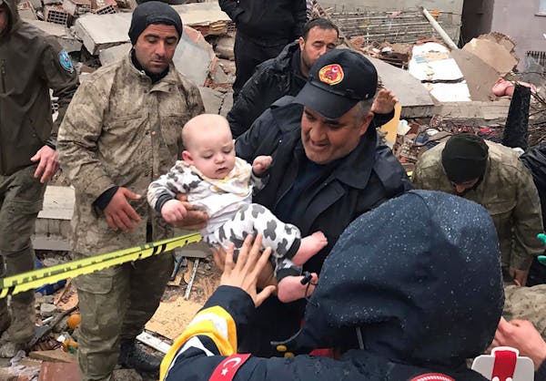 A baby was rescued from a destroyed building in Malatya, Turkey, on Monday after a powerful earthquake rocked parts of Turkey and neighboring Syria.