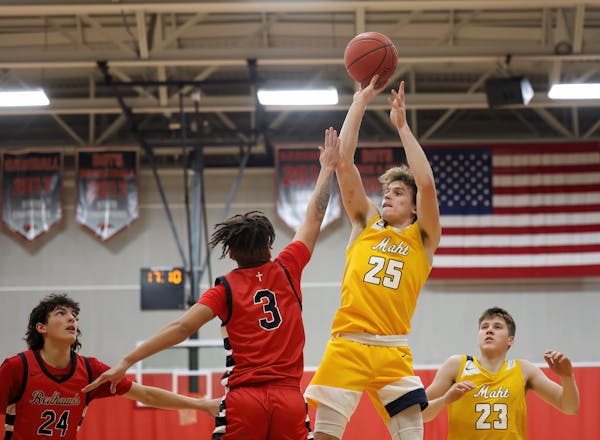 Will Underwood (25) is one of two players averaging more than 20 points a game for Mahtomedi.