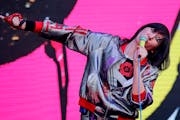 Singer Karen O of the Yeah Yeah Yeahs performs during the Governors Ball Music Festival in New York in 2018.