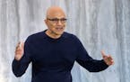 Microsoft CEO Satya Nadella speaks during the introduction of the integration of Microsoft Bing search engine and Edge browser with OpenAI on Tuesday,