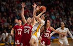 Gophers guard Maggie Czinano took a shot in the team’s loss to Indiana on Feb. 1 at Williams Arena. Minnesota plays at Ohio State on Wednesday.