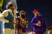 From left, Phillip Owens, Anthony Jennings, and Greg Davenport, cohosts of the Black Brewers podcast, film a short promo for the Fruited Kettle Sour a