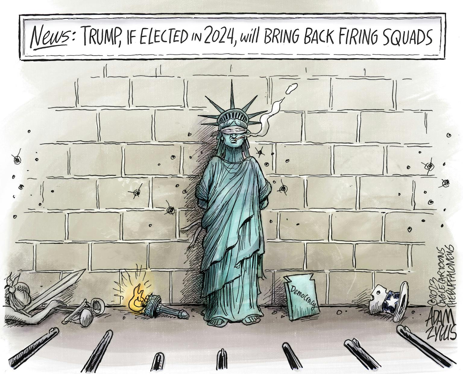 Editorial cartoon: Trump's firing squad
