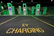 An electric vehicle charging station in Pennsylvania. Xcel is planning to spend nearly $200 million on a charger network in Minnesota.