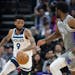 Minnesota Timberwolves guard Nickeil Alexander-Walker (9) helped lead the way to a third straight road win Saturday.