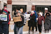 Minnesota Historical Society union employees rallied in December outside the Minnesota History Center for better pay and benefits.
