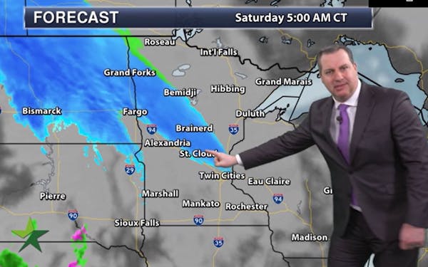Evening forecast: Low of 27; cloudy with a few stray flakes ahead of Saturday snow