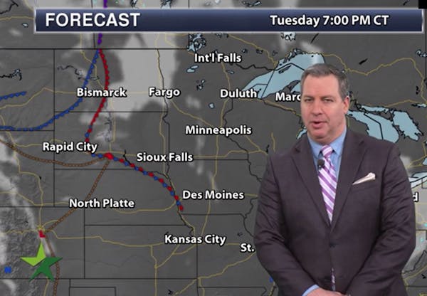 Evening forecast: Low of 26; cloudy, with warmer air on the way
