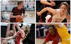 Top row, from left: Lakeville North boys player Jack Robison and girls player Haley Bryant. Bottom row, from left: Minnehaha Academy girls player Addi
