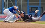 Twins top prospect Brooks Lee stole second during a spring training game against Toronto on March 8 in Dunedin, Fla.