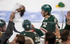 Fans at Xcel Energy Center threw hats on the ice to celebrate Wild left winger Matt Boldy’s hat trick in the third period against the Capitals on Su