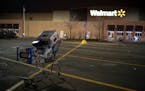 A shopping cart was abandoned in the parking lot of the Walmart in Brooklyn Center.