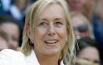 Tennis great Martina Navratilova is shown in the royal box on Centre Court at the All England Lawn Tennis Championships in Wimbledon, London, July 4, 