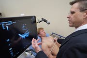 Thomas Pahl, physician assistant at Glacial Ridge Health Systems, demonstrated the capability of  point-of-care ultrasound equipment for quick diagnos