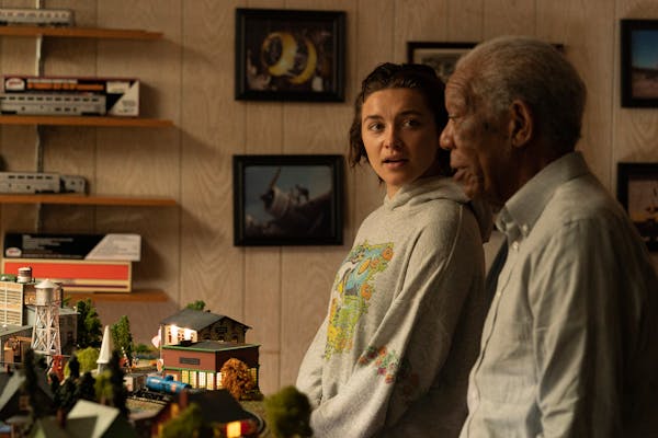 Florence Pugh and Morgan Freeman in “A Good Person.” 