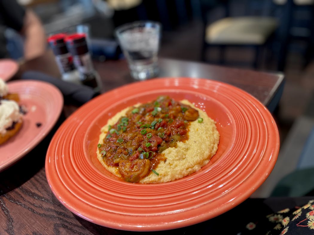 A new breakfast obsession: shrimp and grits at Big Biscuit Bar in Lowertown.