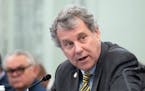 Sen. Sherrod Brown, D-Ohio, speaks during a Senate Commerce, Science, and Transportation Committee hearing on improving rail safety in response to the
