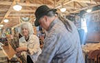 Carol Hernandez and Travis Zimmerman organized a bundle of the sacred plant sweetgrass Friday, March 24 at the Mille Lacs Indian Museum and Trading Po