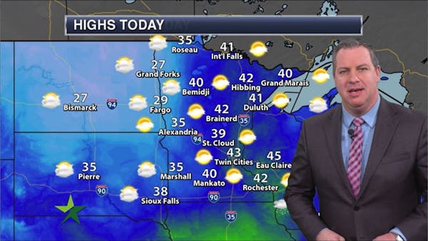 Morning forecast: High of 43, mix of sun and clouds