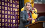 New Gophers women’s basketball coach Dawn Plitzuweit at her introductory news conference last week.