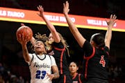 Hopkins guard Liv McGill scored against Stillwater in the first half of a Class 4A semifinal in March.
