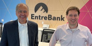 Tim Viere, chief executive of EntreBank, left, and Erik Knutson, chief financial officer, at the bank’s offices in Bloomington.