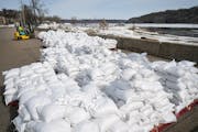 Sandbags were prepared and stacked on pallets last week, ready for use if the water in the St. Croix River should rise and flood.
